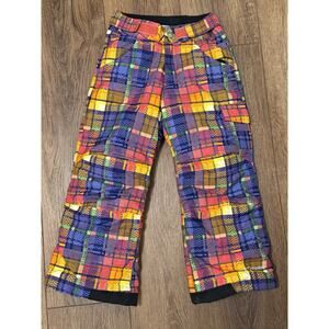 Columbia Bugaboo Size 4 - 6 Years Pink Putple Plaid snow pants ski adjustable